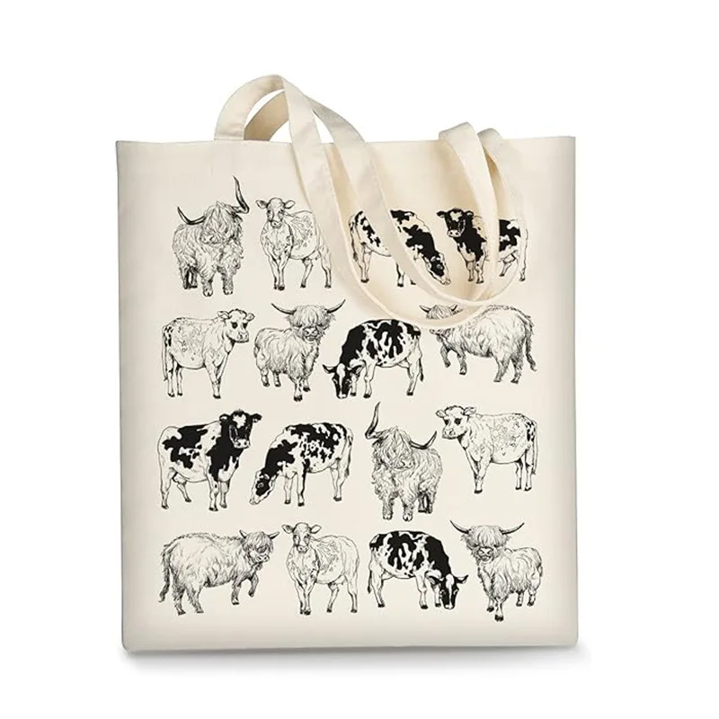 Hot-selling New Animal-printed Canvas Bag, Harajuku Single-shoulder Bag, Fashionable Hand-held Shopping Bag, Canvas Bag