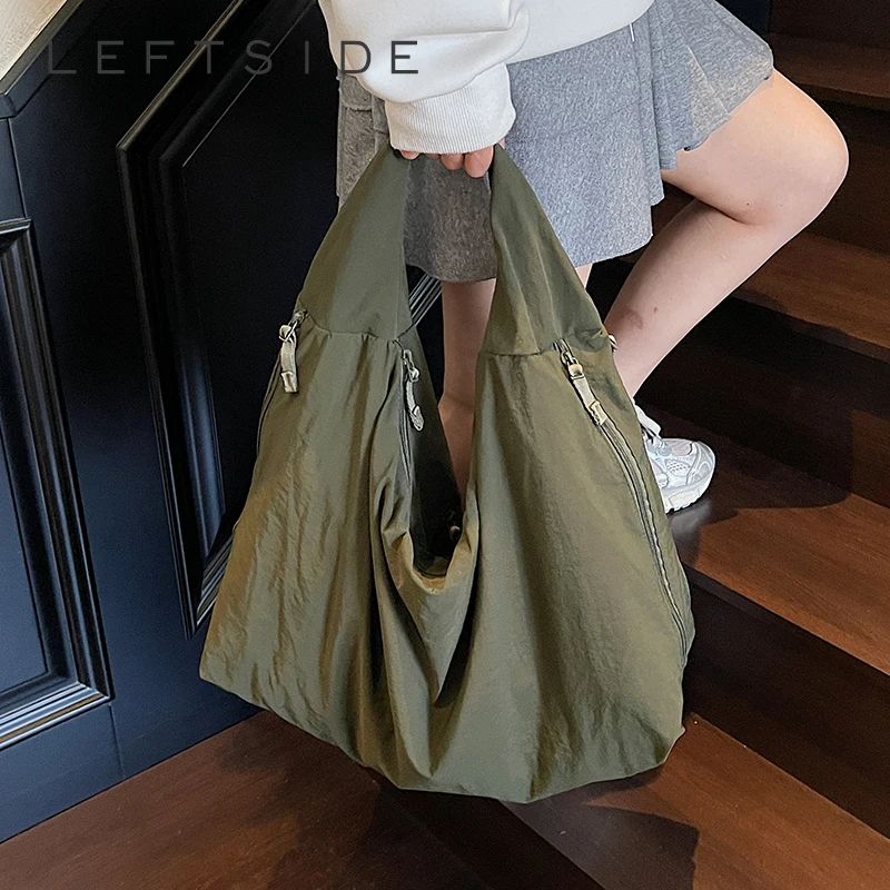 

LEFTSIDE High-capacity Soft Cloth Shoulder Bags for Women 2025 Y2K New Luxury Fashion Trend Female Simple Hobo Bag Lady Handbags