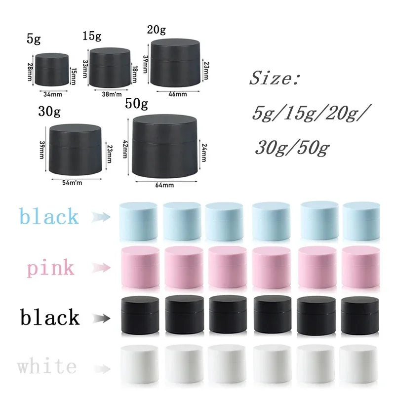 

50Pcs 5g-50g Colorful Empty Cream Jars With Padded Refillable Plastic Round Jar Travel Cosmetics Containers For Lotion Sunscreen