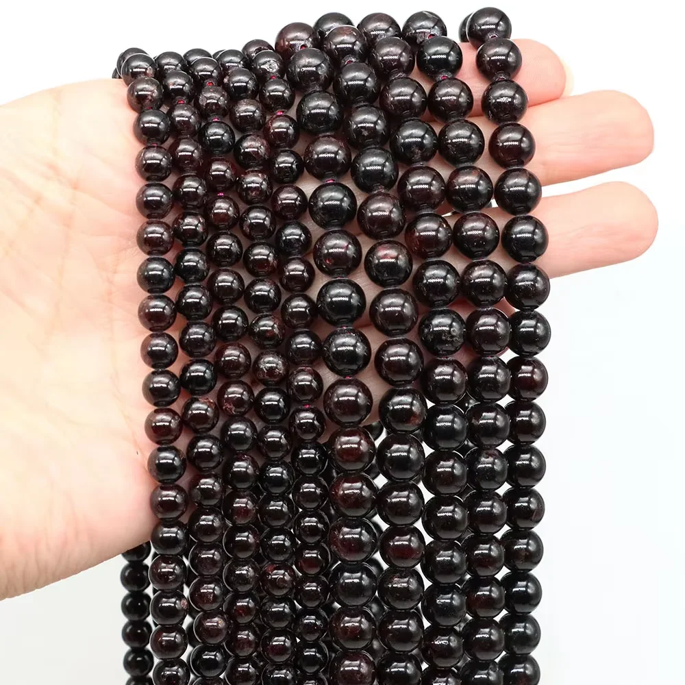 Natural Stone Dark Red Garnet Bead Round Loose Spacer 4 6 8 10mm For Jewelry Making Diy Necklace Bracelet Charms Accessories