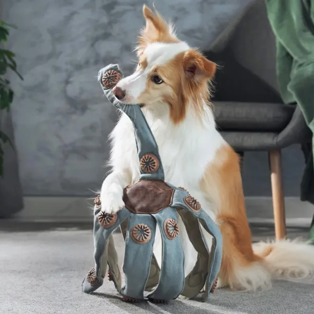 Oktopus-förmiges Hundespielzeug mit 24 Leckerli-Taschen Gehirnstimulierender Langeweile-Killer für Hunde – Detail 12
