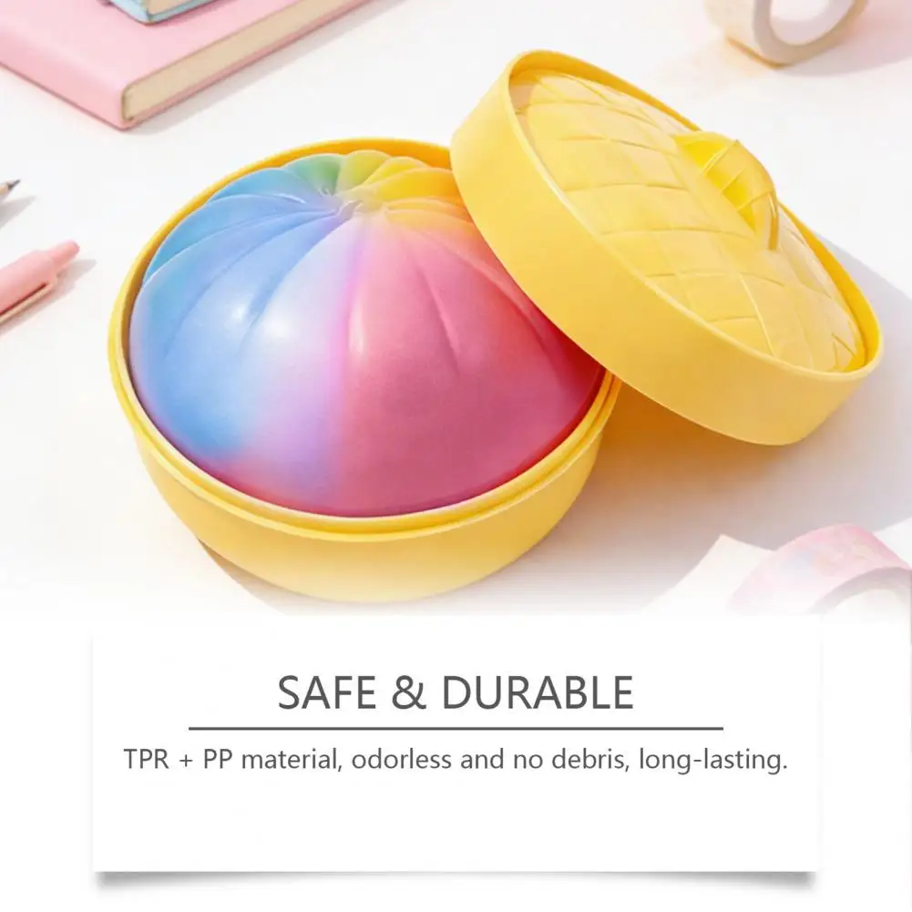 Juguete Antiestrés, Colorido Bollo de Arroz al Vapor, Juguete Blando con Forma Realista de Baozi, Gadget Antiestrés Suave y No Pegajoso para Niños