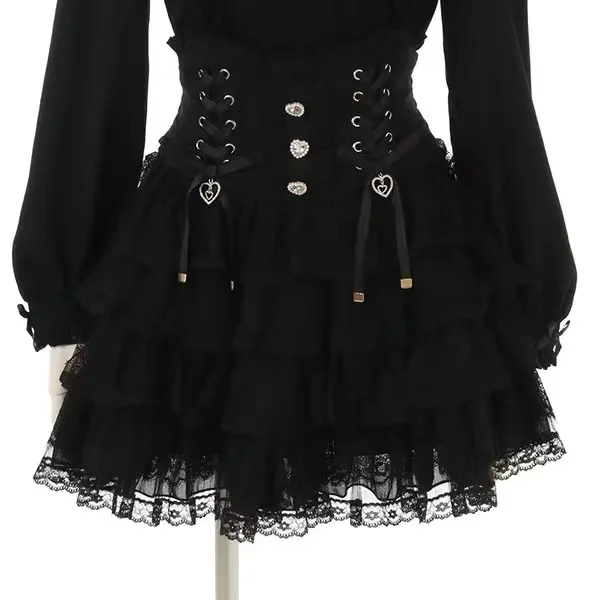 Cute Japan Sweet Lolita Style Mini Skirt Women Elegant Lace Bandage Party Cake… - Image 6