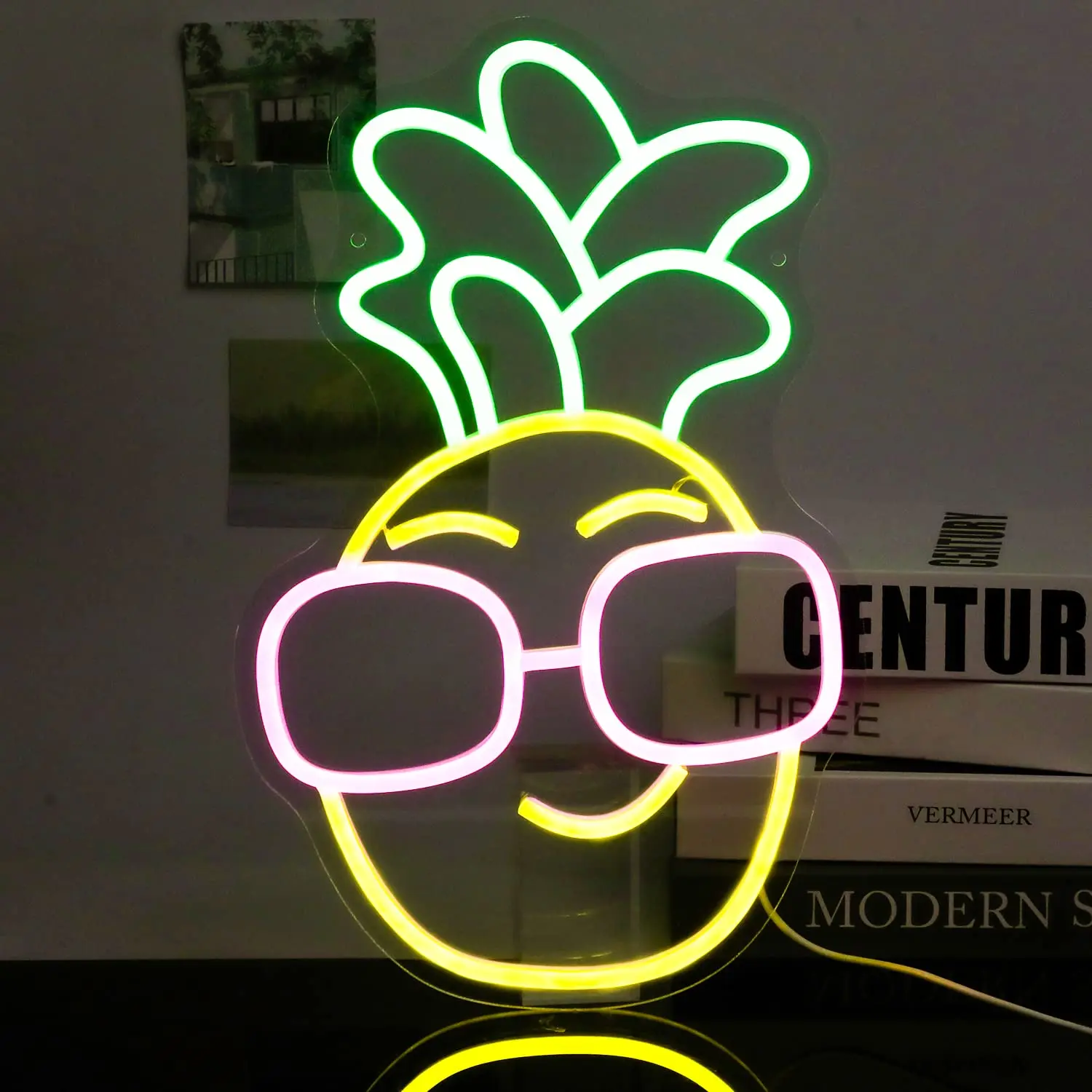 Pineapple Neon Sign Cute Glasses LED Neon Light Wall Pineapple LED Neon Light Sign for Wall Decor Bedroom Party Fruit Shop