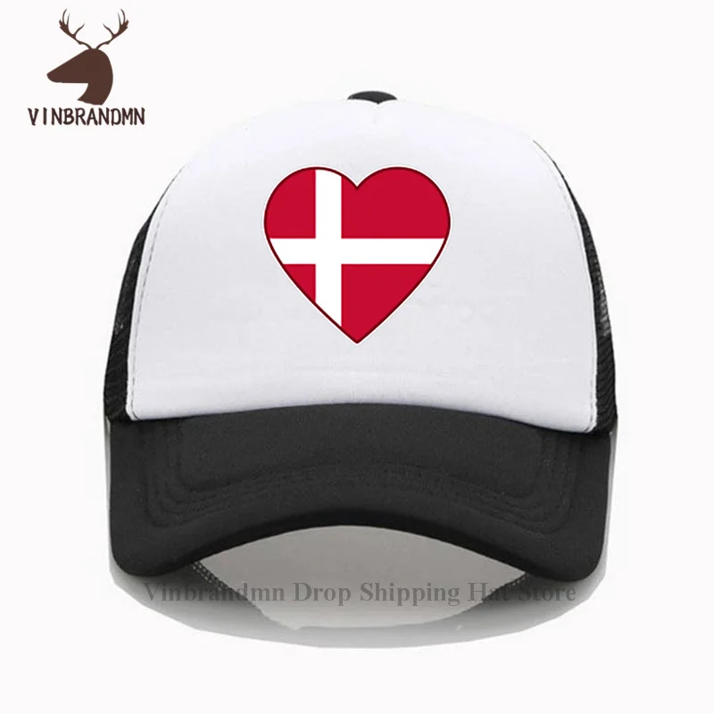 Danish Heartbeat I Love Denmark Country Flag Heart Family bucket hat summer outdoor visor net hat 100% cotton cool baseball caps