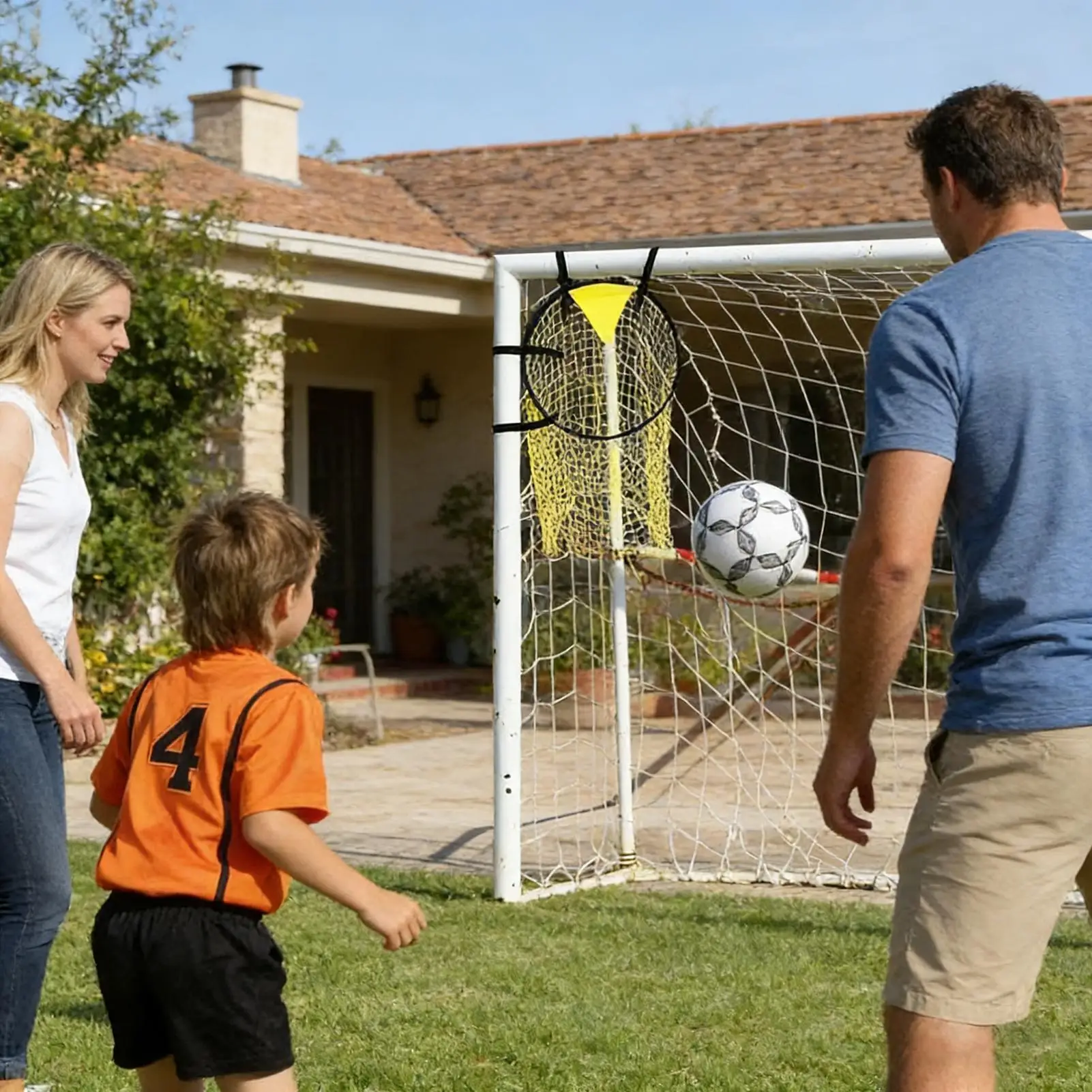 Elastic Kids Soccer Net Anti-Tangling Training Goal Easy Setup Football Goal Post for Kids Teens, Practice in Garden & Backyard
