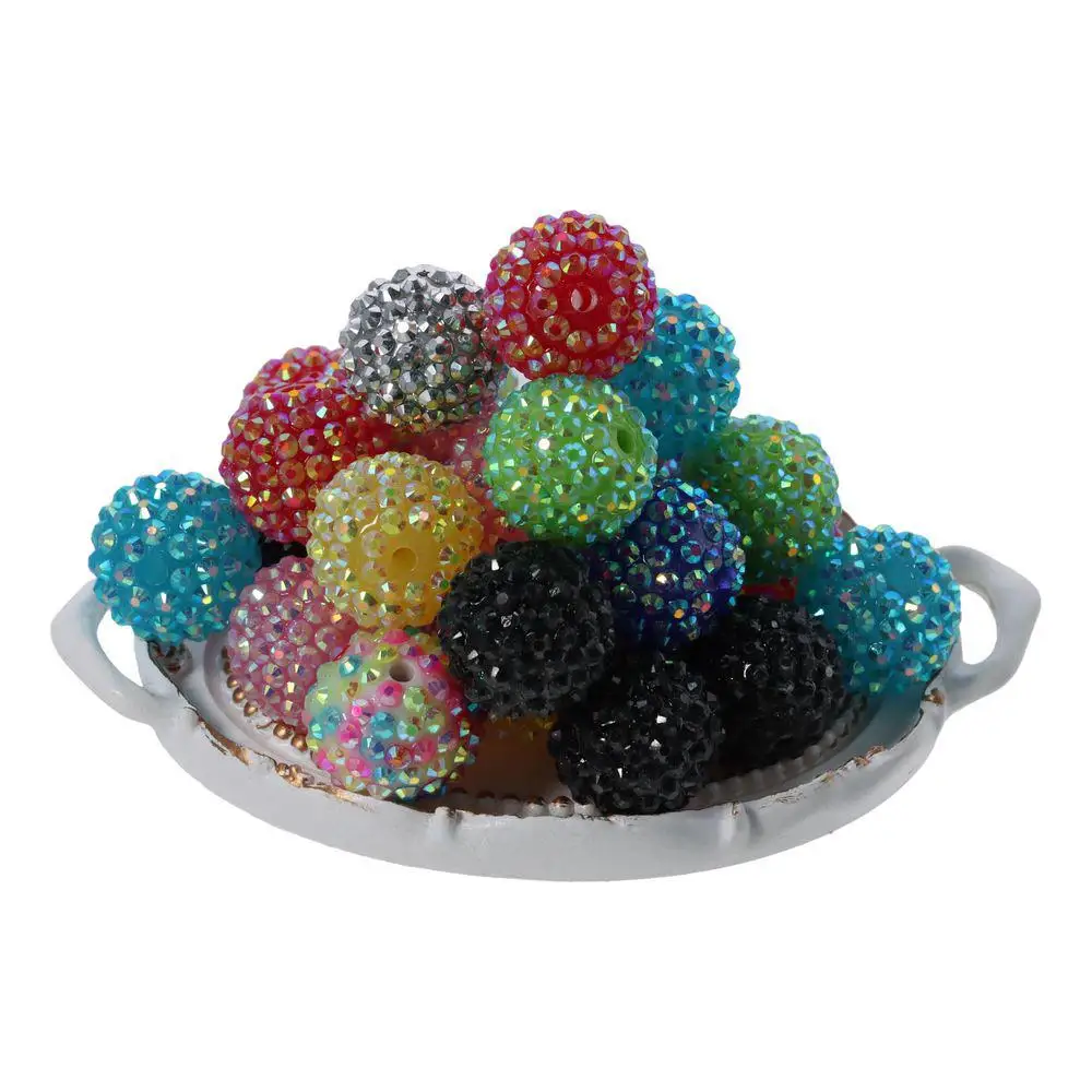 Perles rondes multicolores pour les amateurs d'artisanat fait à la main, grosses pierres de résine, grosses moteurs, boule Chang, cristal