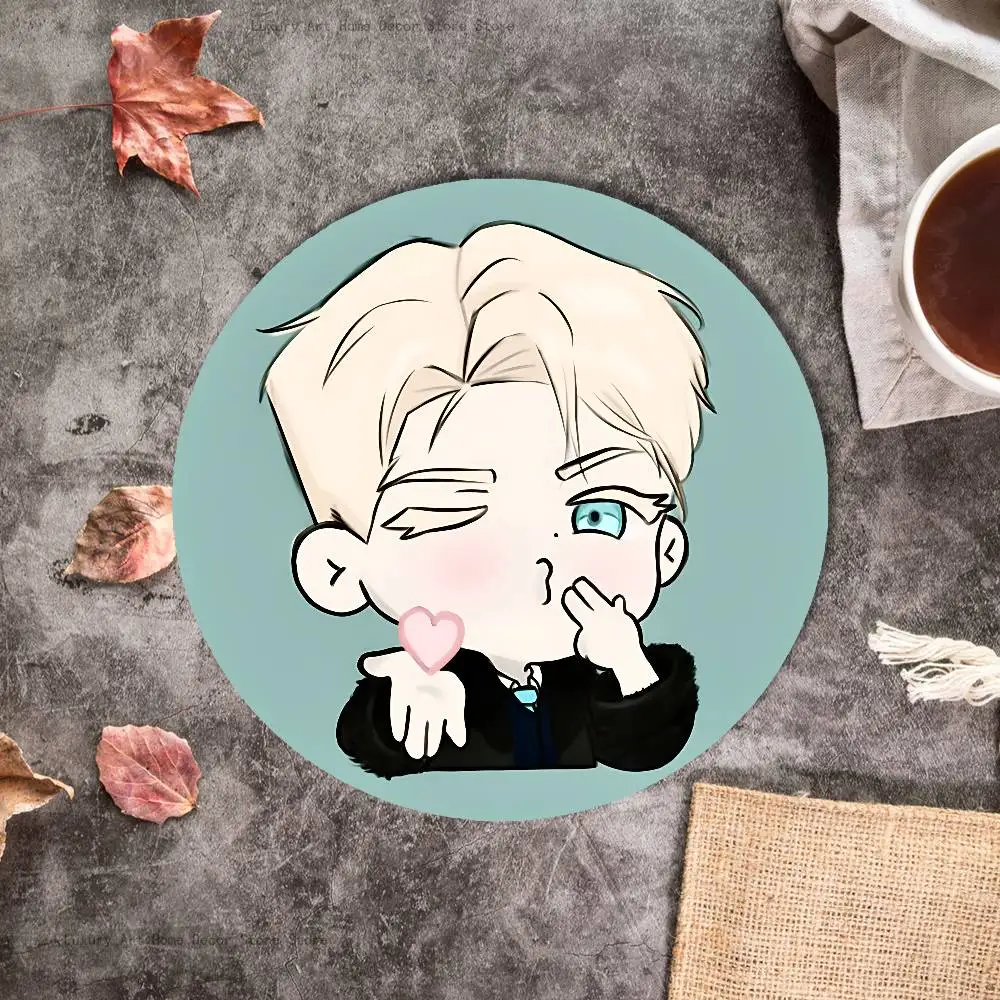 C-Codename A-Anastasia Heat Resistant Round Wooden Coasters Non-slip Drink Cafe Decoration 2D Flat Color Print Coasters 3