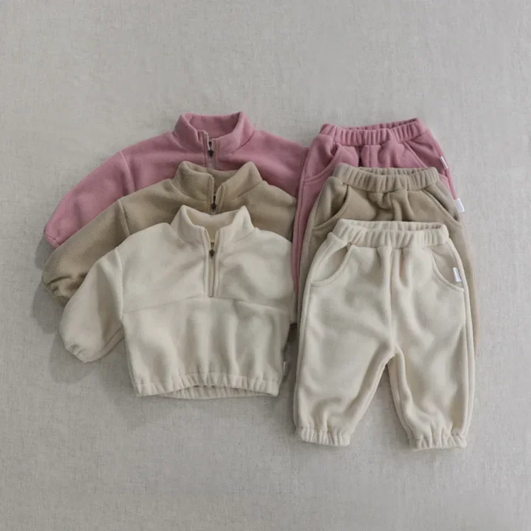 Kids Sportswear Suits for Children Warm Autumn Winter Fleece Jacket + Pant Baby Kids Boy Girl Tracksuits Clothes Outfit