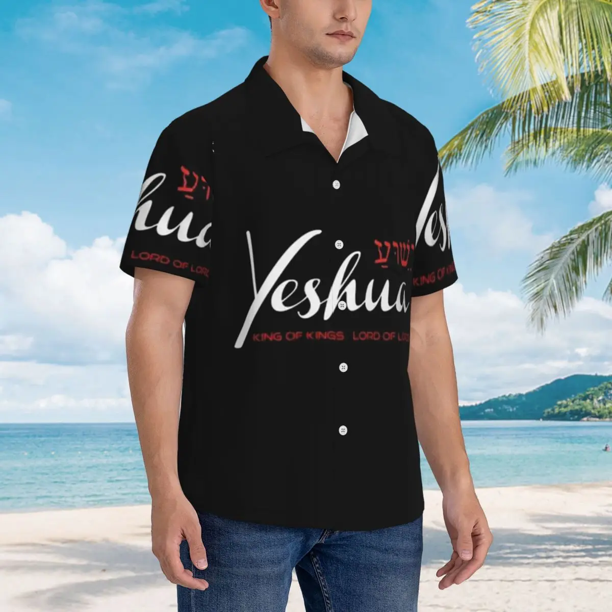 

Иисус Христос Ишуа Гавайские рубашки Забавные мужские рубашки с коротким рукавом для лета, пляжные мужские топы с лацканами