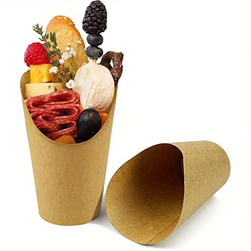 50pcs Multi-Use Disposable Paper Cups Eco-Friendly, Sturdy Design for Snacks, Desserts Parties  Ideal for French Fries, Cupcakes