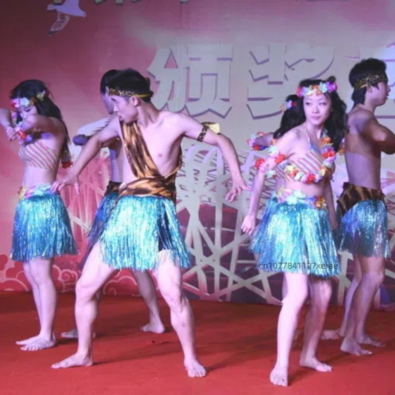 잔디 치마 댄스 공연 의상 하와이 잔디 치마 길이 40cm 어린이 성인 잔디 치마 그룹 댄스 공연 의상