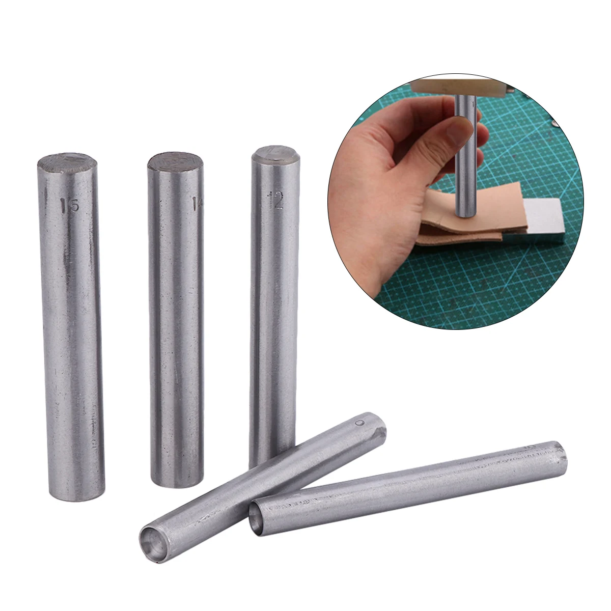 

9 Pcs Belts Rivet Punching Set Craft Tool Holes Cutter Strap Puncher Silver Making Work