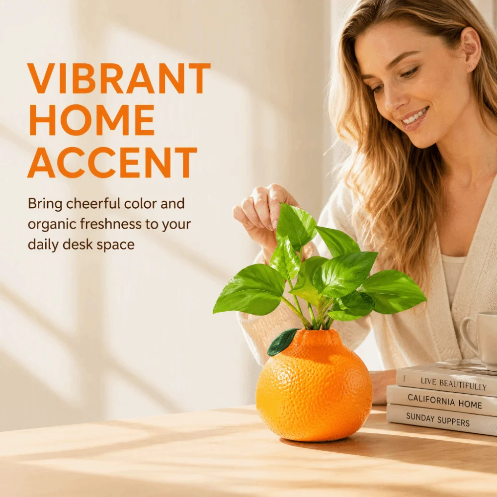 Orange Shape Hydroponic Vase Lightweight Eco-Friendly Flower Arrangement Small Vase Ins Style Anti-fall Orange Vase