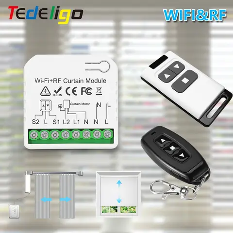 WiFi 스마트 커튼 스위치 전기 롤링 셔터 도어 컨트롤러 Tuya App 음성 제어 Alexa Alice with 433MHz Remote Control