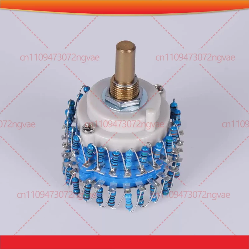 For High Precision 24 Step 10K 50K 100K 250K 500K 1M Stepped Dual Channel Volume Potentiometer Round Shaft Tool Parts