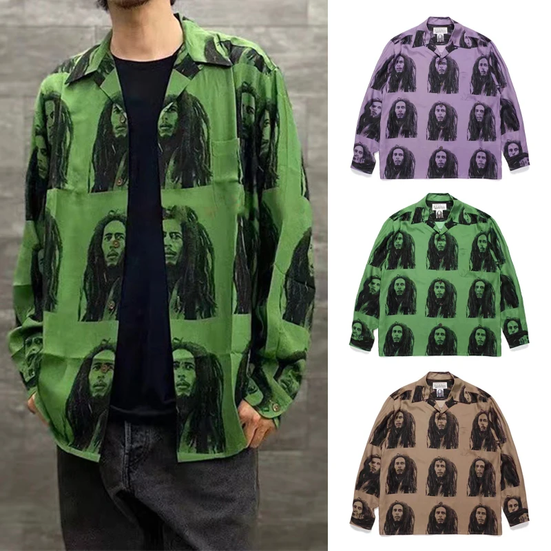 

Spring Summer New WACK Hawaii Long Sleeve Shirt Men Woman Good Quality Portrait Printing Casual Tops Tee