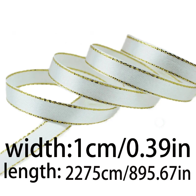 (25 yards/lot)3/8\'\' (10mm) satin ribbons black golden edge ribbon wholesale high quality gift packaging ribbons