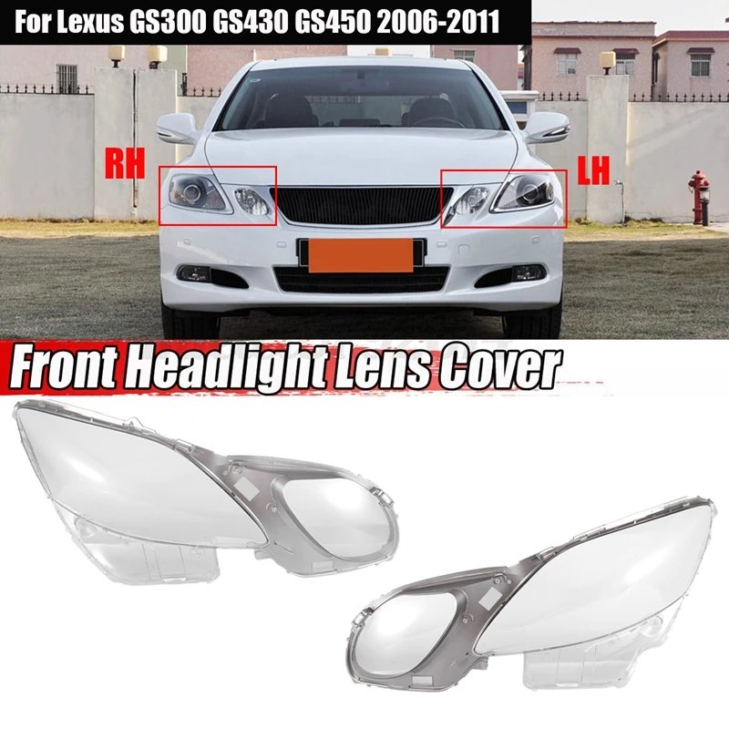 Copriobiettivo trasparente per faro auto per GS300 GS430 GS450 2006-2011 Lampada leggera Trasparente Shell Sinistra
