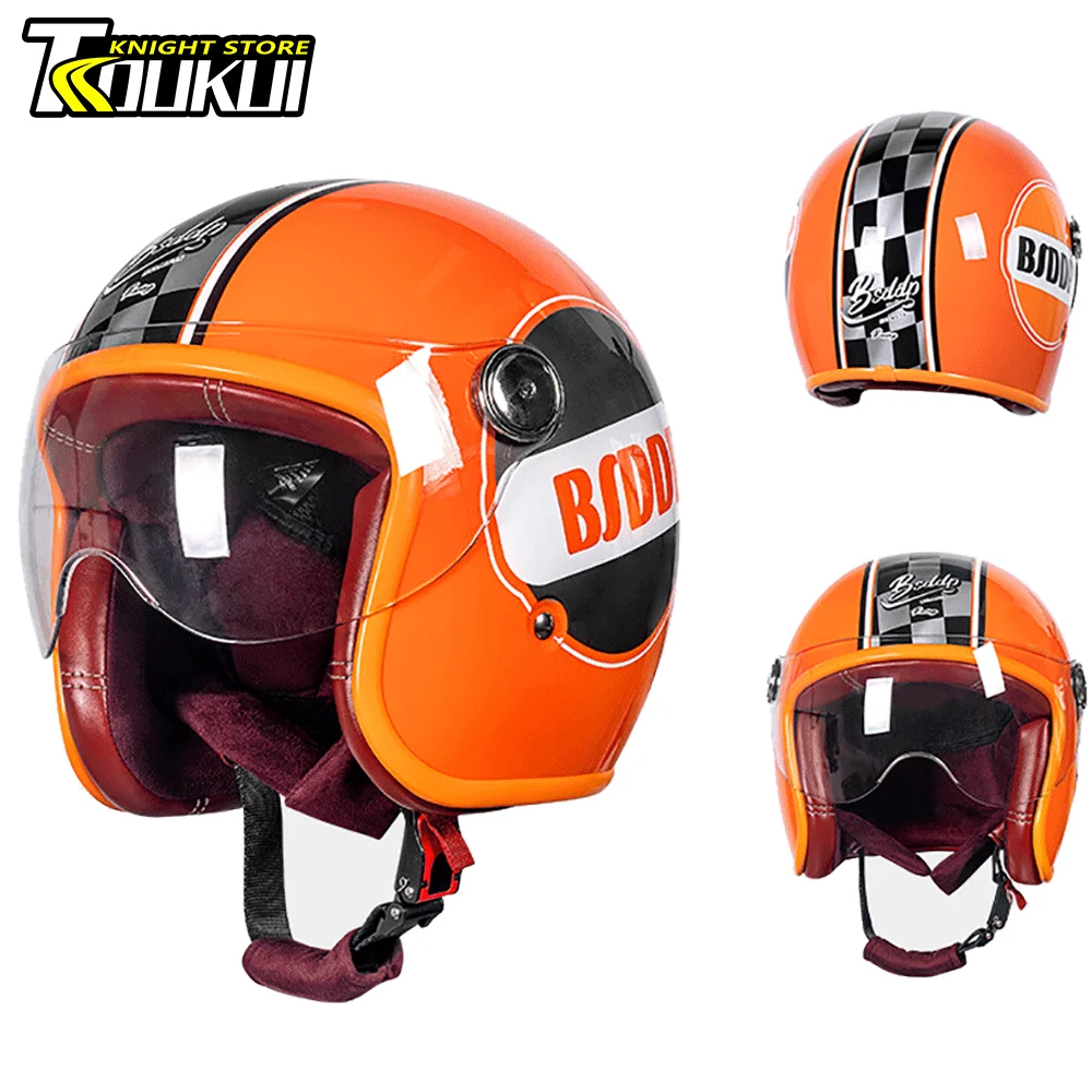 DOT Approved Helmet Motorcycle Germany Style Vintage Helmet Retro Moto Helmet Open Full Face Capacete Men Women Four Season