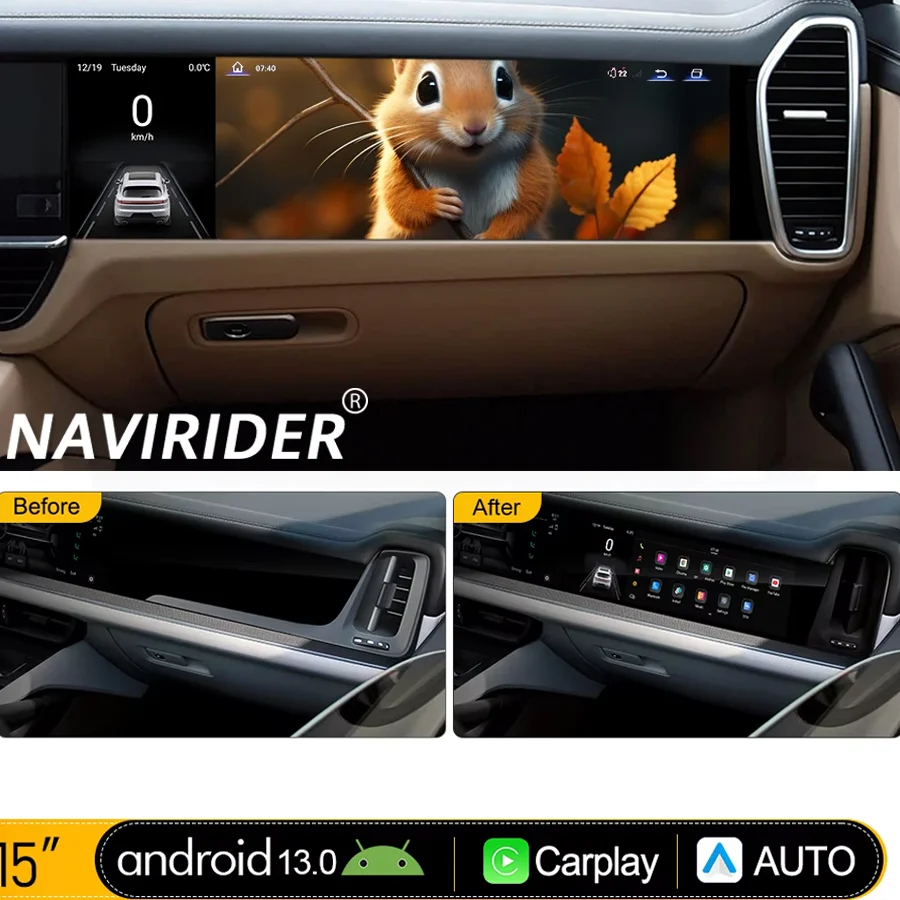 15inch For Porsche Cayenne 2018-2024 Copilot Smart Screen Stereo CarPlay Android Car GPS Navigation 4G Multimedia Video Player
