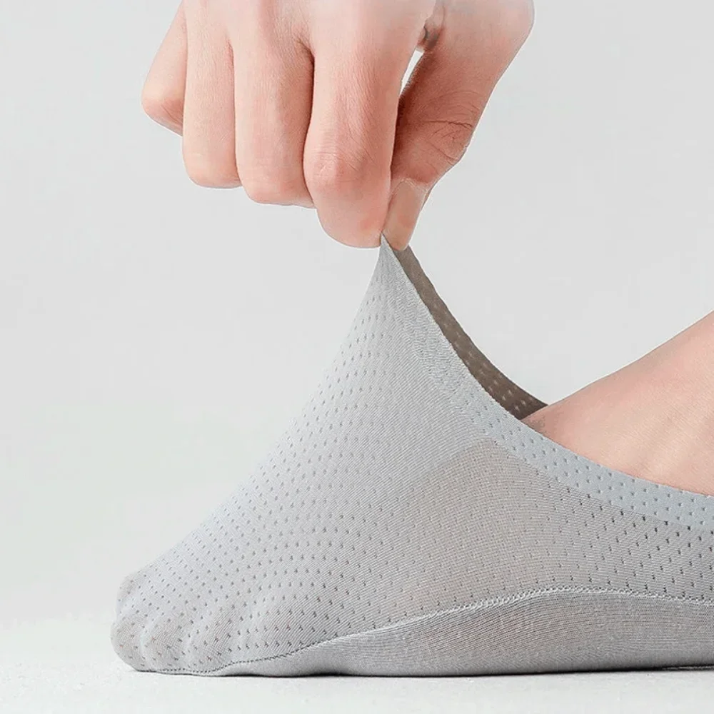 5/10 مزدوجة الرجال السفينة الجوارب 100% القطن إزالة الروائح الكريهة التعرق الصيف الجوارب رقيقة تنفس سيليكون المضادة للانزلاق جوارب حريرية حقيقية