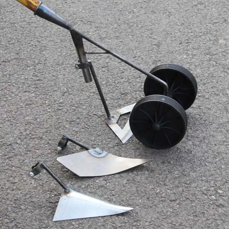 Garden Grass Weeding Tools Carbon Steel Forged Metal Agricultural Farm Soil Digging Hoes 2 Wheels 3 in 1 Hand Farming Ploughs