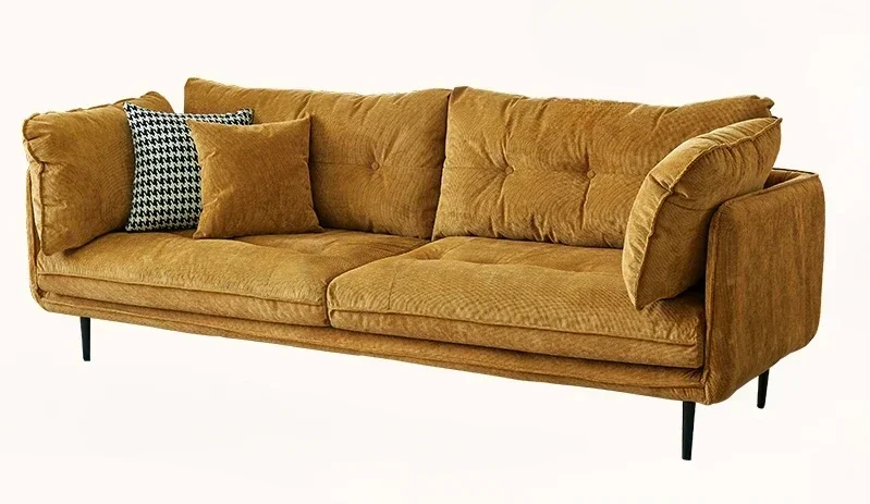 

Small Apartment Fabric Cream Style Corduroy Removable and Washable Double Sofa for Three People