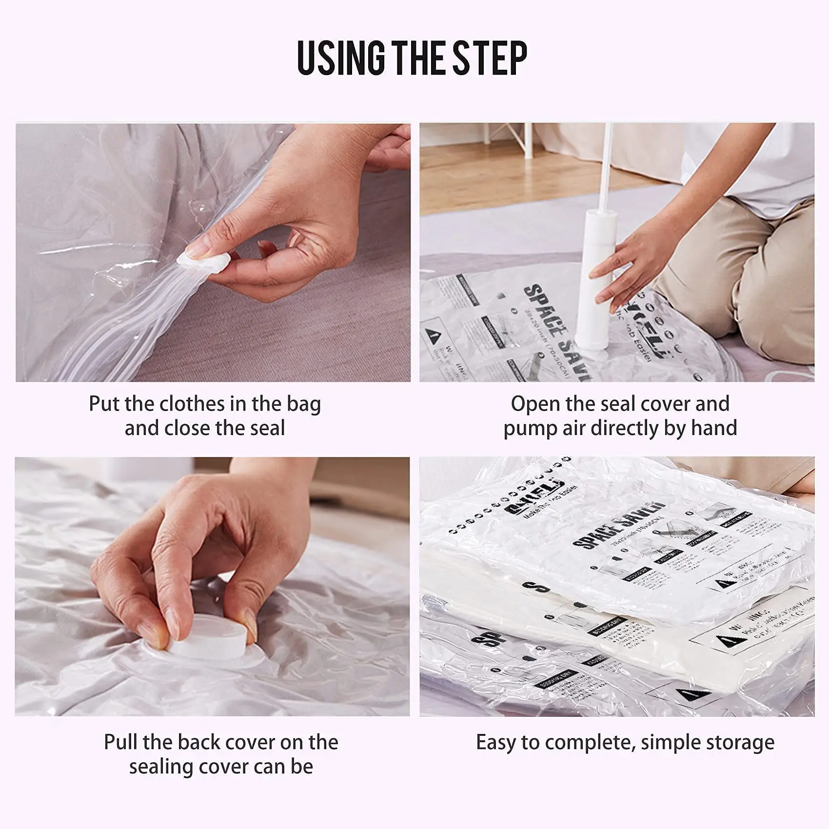 1/6/12pcs Vacuum Storage Bags, with Hand-Pump,Travel Space Saver Bags for Clothing/Blankets/Quilts/Toys/Bedding/Clothing Sealer