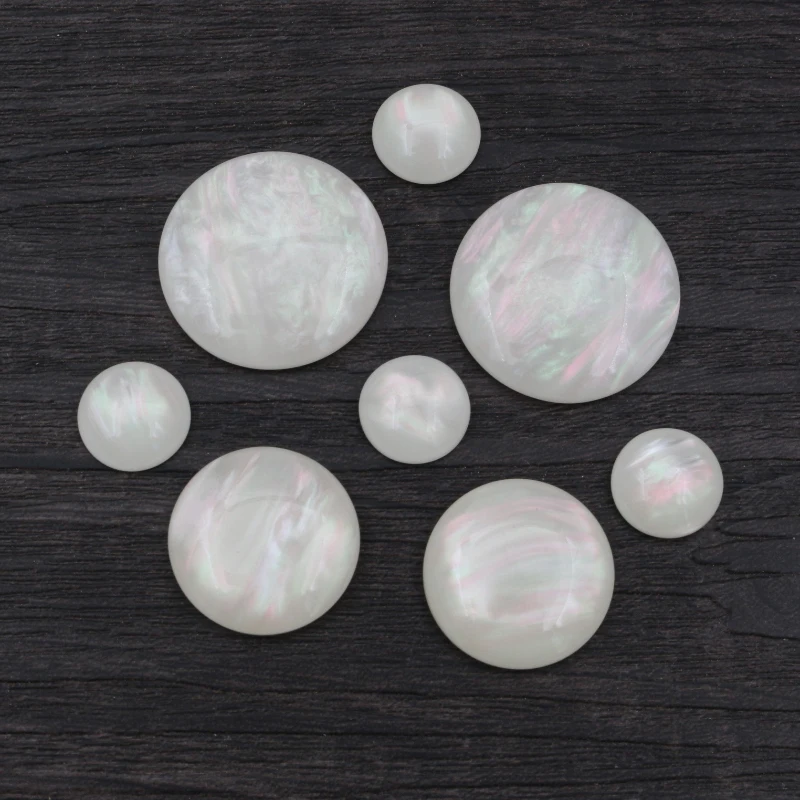 New Fashion 12mm 20mm 25mm White Shell Color Flat Back Resin Cabochons Cameo DIY Jewelry Making Accessories