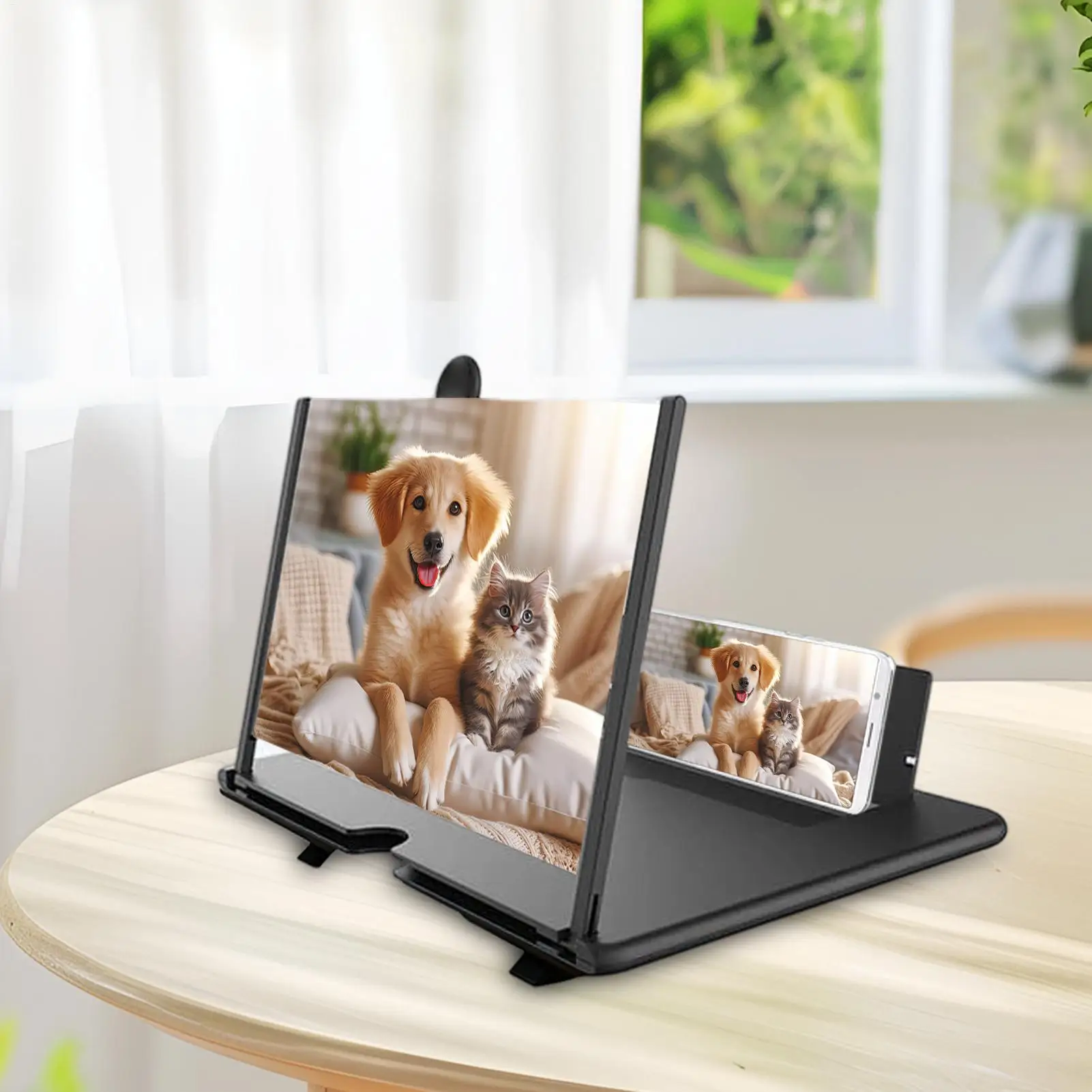 Phone Magnifier 3D HD Desktop Projector Mobile Phone Screen Amplifier for Seniors Video Watching Movie Night Home Travel Break