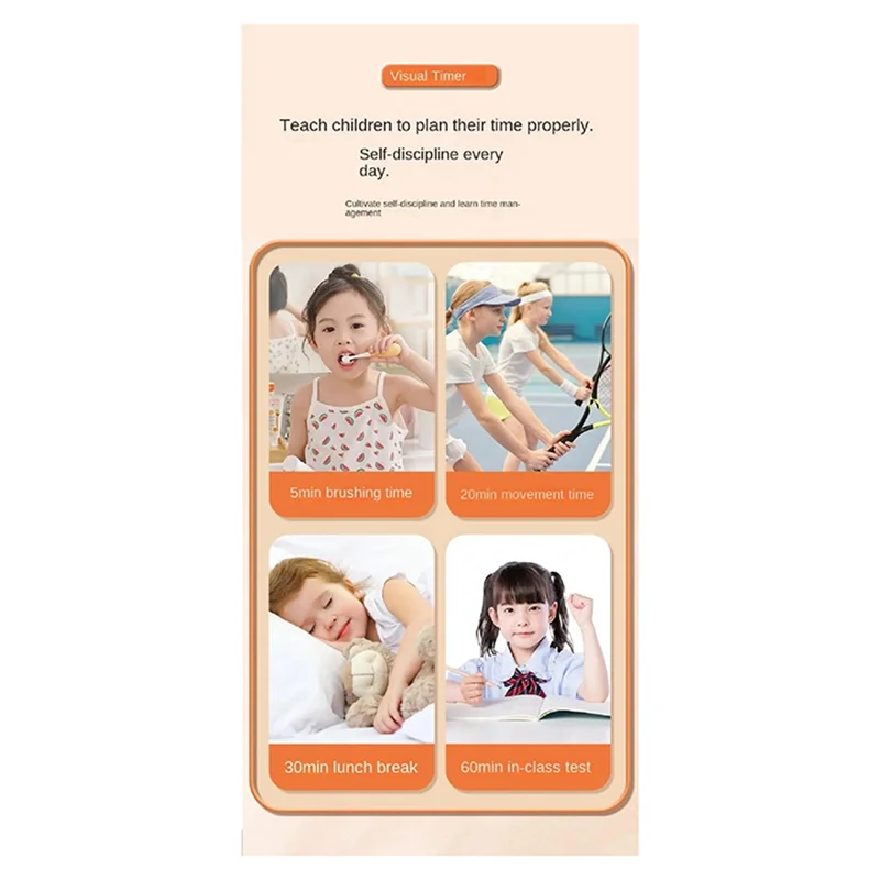 ABBP-Kitchen Cooking Countdown Timer Colorful Visual Timer Manual Rotation Timer Silent Children Classroom Learning Stopwatch