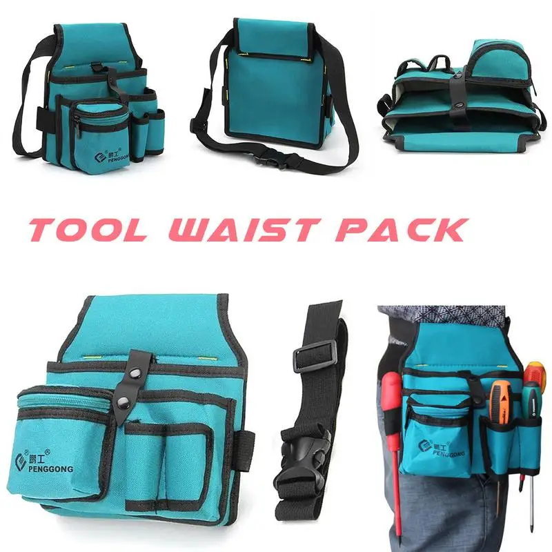 Electrician Waist Tool Bag Multifunctional Canvas Hardware Oxford Kit Waterproof Belt  Hanging Type Tool Pouch