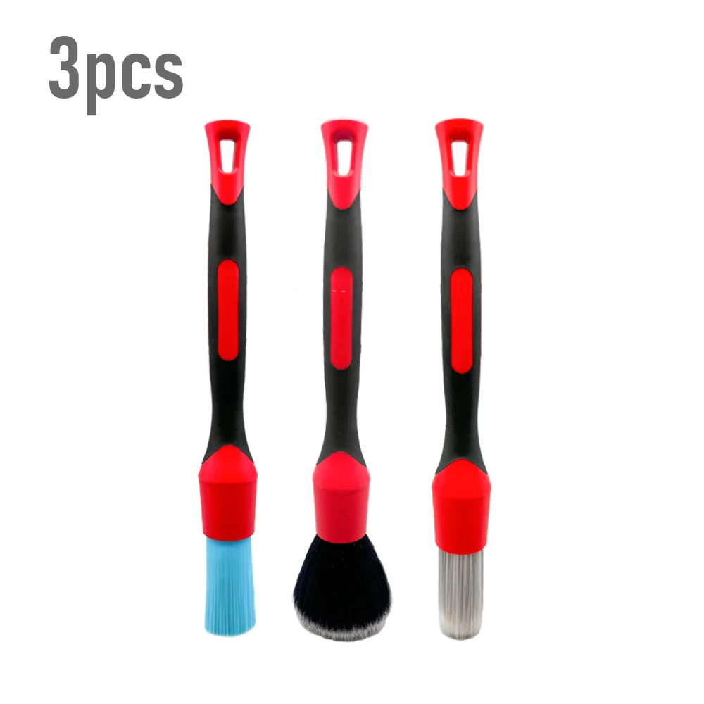 AUTOBRIGHT New Car Wash Brush Tire Cleaning Crevice 3 Piece Brush Set Air Vents Super Soft Bristle Interior Detail Brush