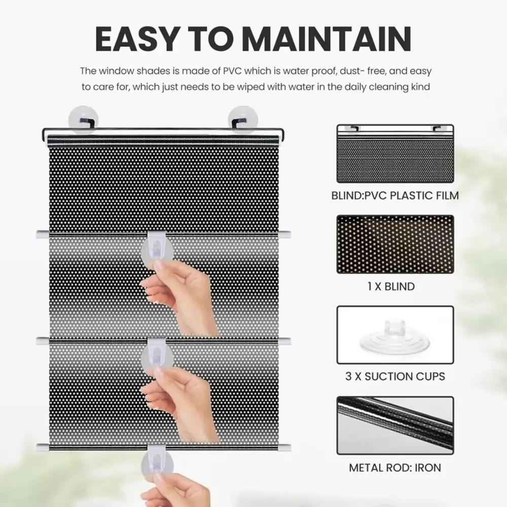 Curtains No Drill Roll Curtain Movable With Suction Cup Blackout Curtains Black Out Blinds Window