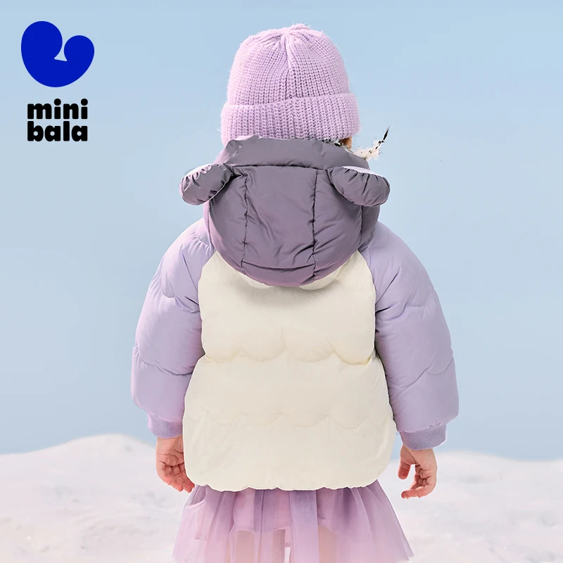 Mini bala en duvet pour garçons et filles, nouveaux styles d'hiver avec capuche, épaissi, design à la mode pour bébés, 2024