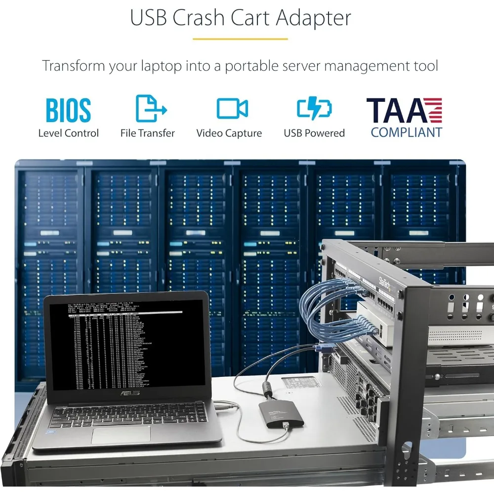 Portable Laptop Crash Cart Adapter, USB/VGA KVM Console, File Transfer & Video Capture