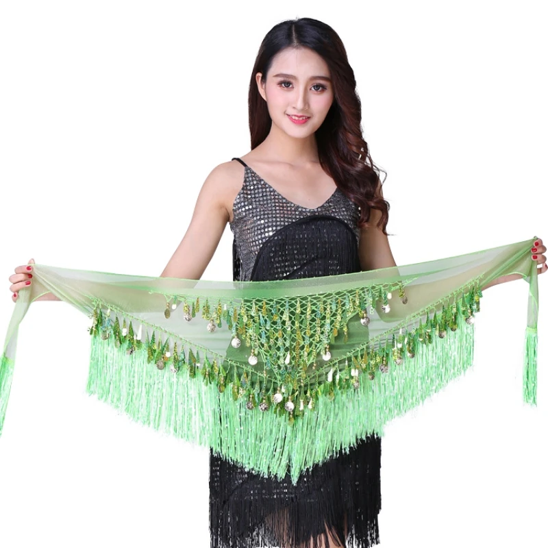 Buikdans tailleketting Dames heupsjaal Gradiënt Driehoek Kwastje Tailleafdichting Pailletten Danspraktijk Tailleriem