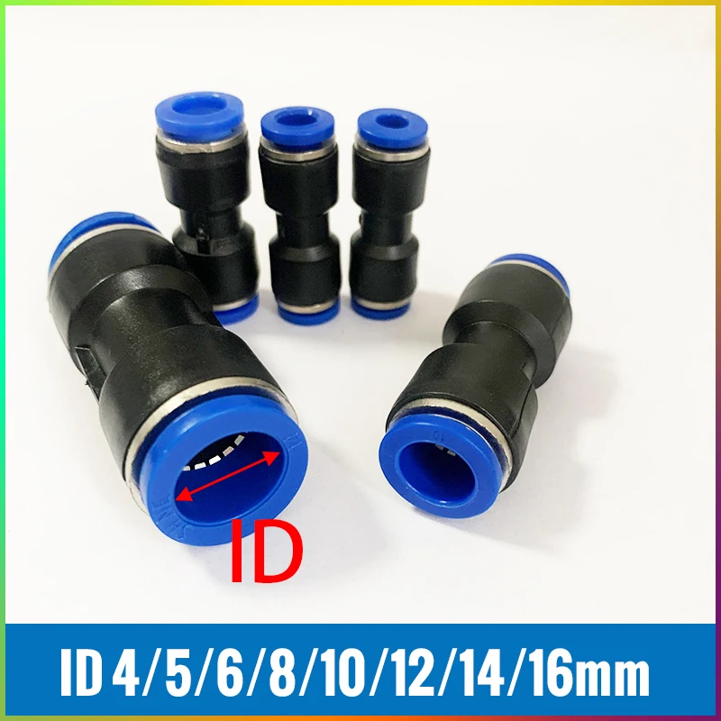 ID14 16mm Pneumatic Air Connectors Quick Connectors Straight Gas Fitting PU Tracheal Connectors Hose Straight Push in Fitting