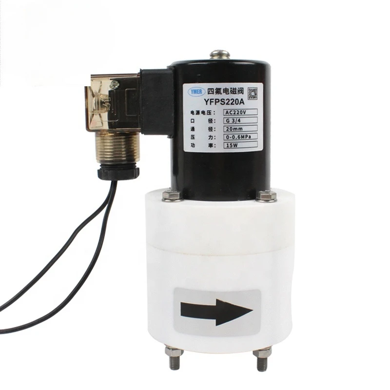 Wholesale high quality PTFE  solenoid valve for acid base medium non-corrosive valve for  chemical pipeline