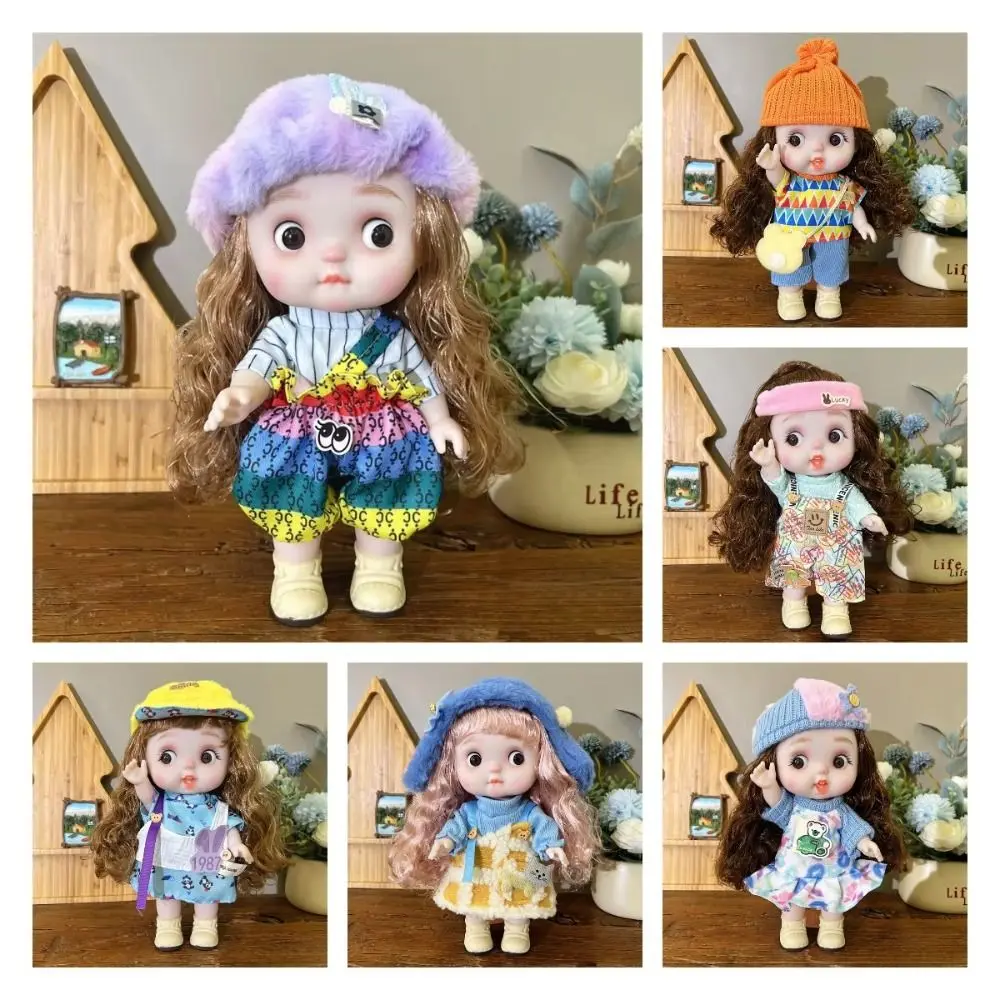 28 cm Kleidpuppe mit Kleidung, Dolly, langes Haar, Actionpuppe für Mädchen mit Kleidung, eleganter Freizeitanzug