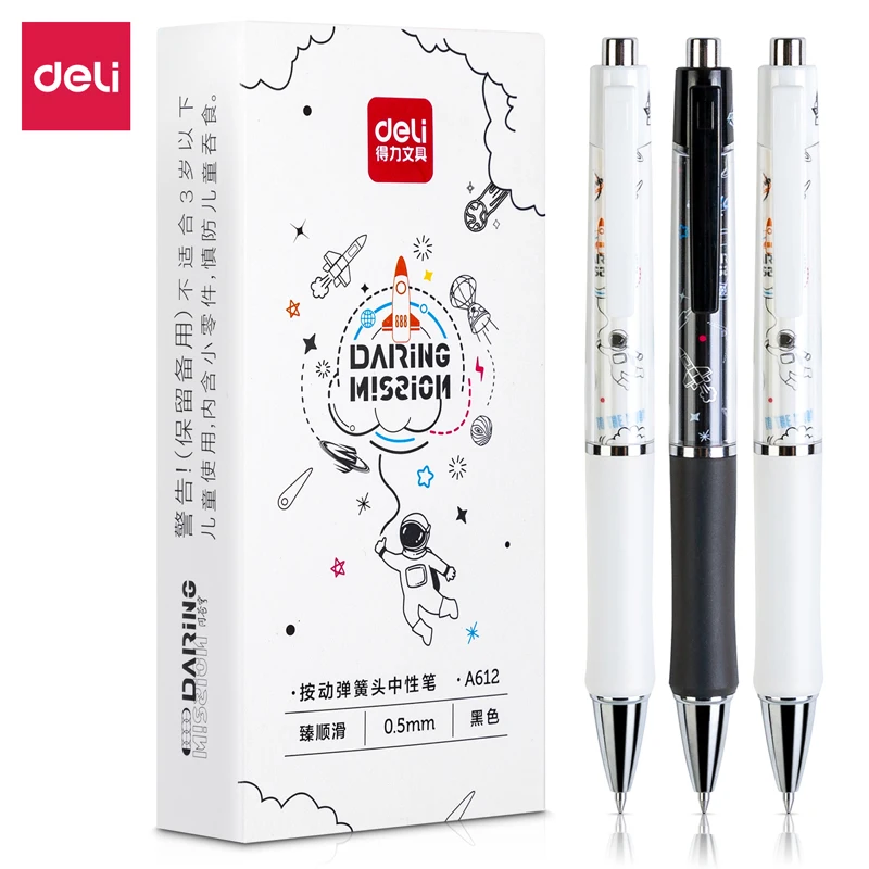 Deli 0.5mm Black Ink Gel Pen Office Pen High-quality Pen Cute Pen Signing Pen School Supplies Stationery For Writing Test Pen