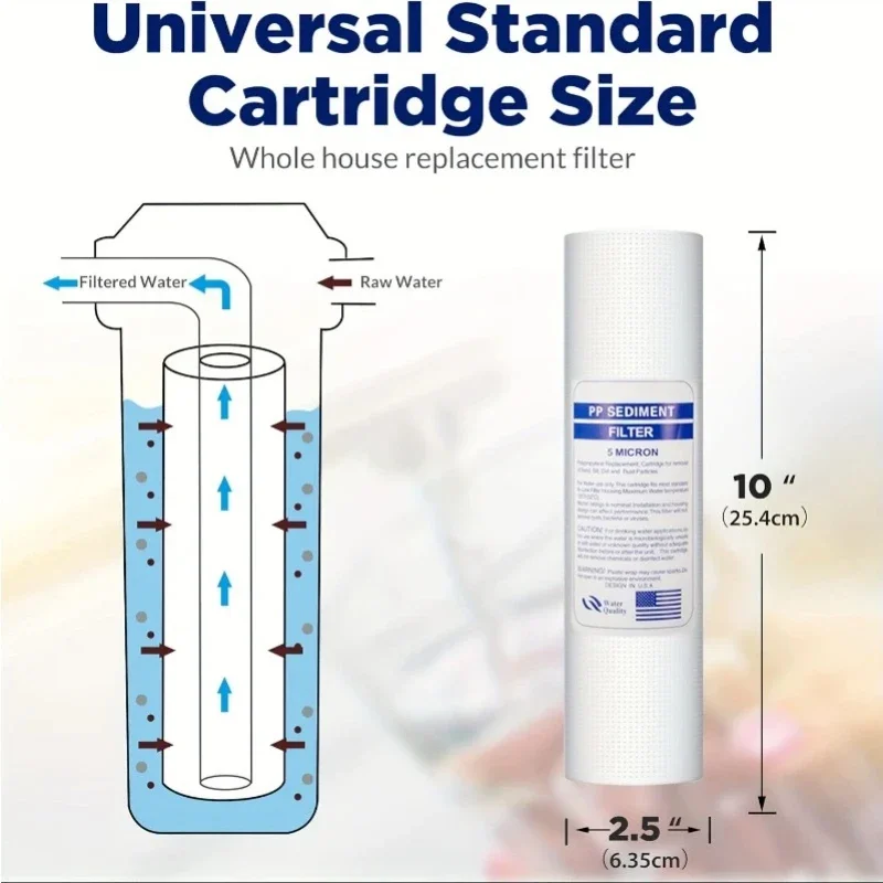 Whole House Water Filter Replacement PP Cotton Filter Element 5 Micron 10 X 2.5 Inch Compatible Household Water Filter