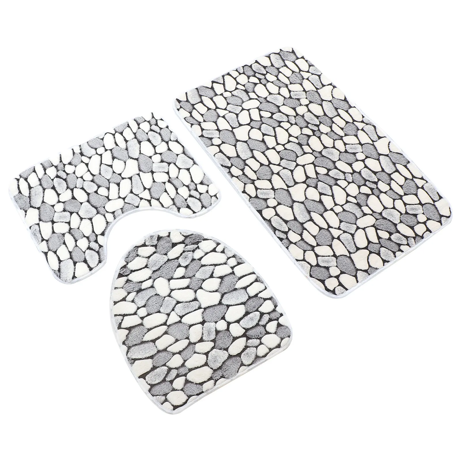 1Set Coral Fleece Floor Combination Pad Non Slip Bathroom Mat Water Absorption Bath Carpet Kitchen Bedroom Decor Rug
