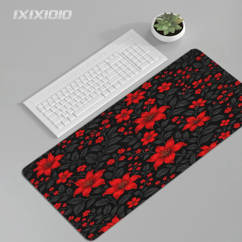 Red Flower Mouse Pad Gaming XL New HD Mousepad XXL Mouse Mat Soft Office Non-Slip Natural Rubber Office Accessories Table Mat