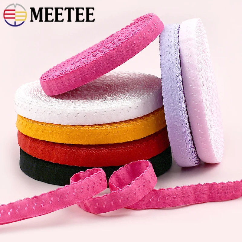 

5/10/20M 11mm Elastic Band Double-layered Folding Lace Rubber Ribbon Bra Underwear Shoulder Strap Stretch Tape Sewing Accessory