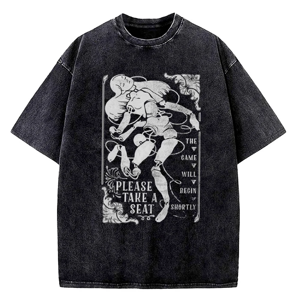 Death Parade Vintage Washed cotton shirt teen Y2k Breathable Graphic Grunge shirt 80s Vintage women Grunge Gothic kawaii