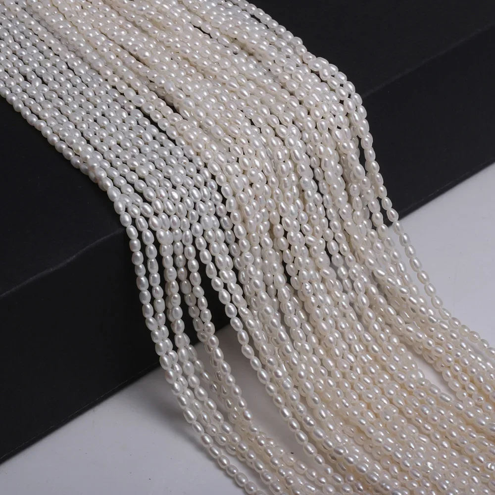 Natural Freshwater Pearl Beaded High Quality Rice Shape Punch Loose Beads for Make Jewelry DIY Bracelet Necklace Accessories