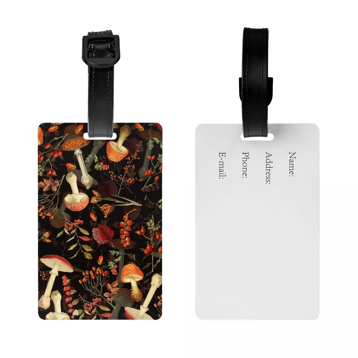 Custom Thanksgiving Red Mushrooms Luggage Tag Privacy Protection Baggage Tags Travel Bag Labels Suitcase