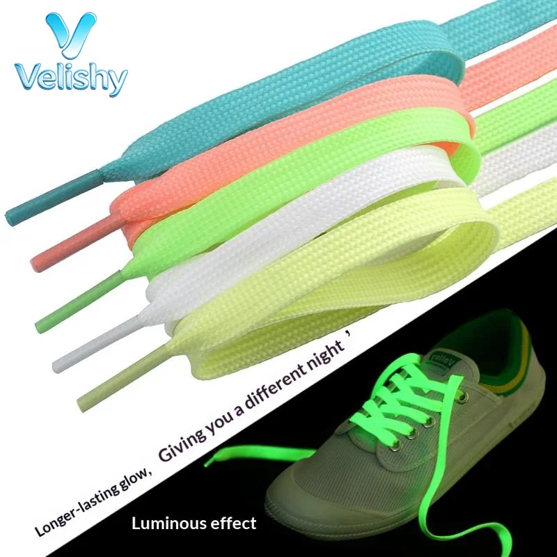 Luminous Glow In The Dark Shoelaces 120cm Fluorescent Flat Shoelaces Cool Colorful Shoe Laces For Sneakers Canvas Shoes
